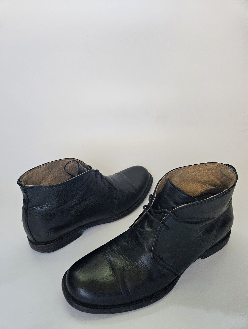 Frye Phillip Chukka Boots Lace Up Black Leather Shoes Men 10.5 D 87533